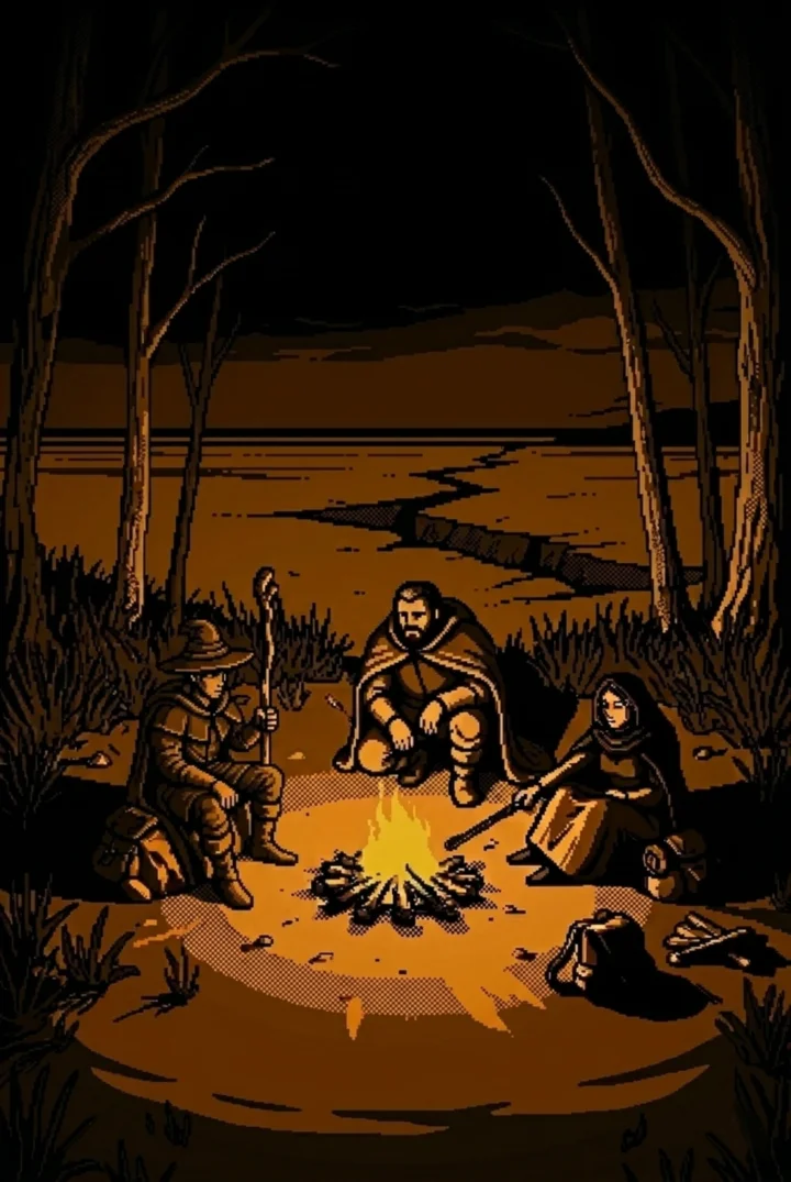 A fire on the windswept plains